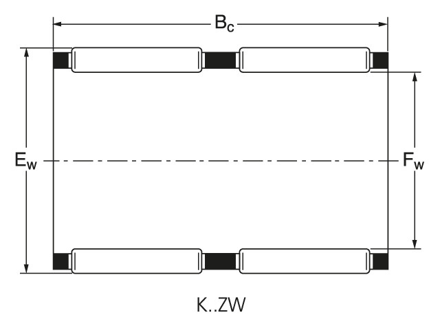 Чертеж-схема подшипника KT 26 x 30 x 22 ZW ROLEK