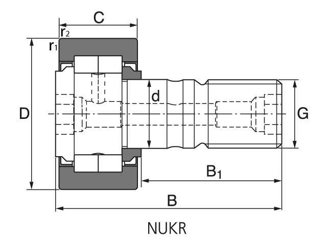 Чертеж-схема подшипника NUKR 62 ROLEK