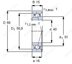 Подшипник B7008 E.T.P4S.UL