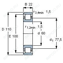 Подшипник N212 E.TVP2.C3 Подшипник N212 E.TVP2.C3