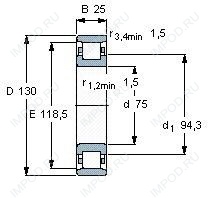 Подшипник N215 E.TVP2.C3 Подшипник N215 E.TVP2.C3