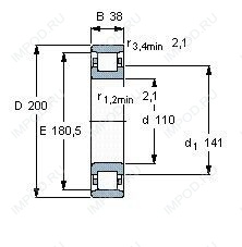 Подшипник N222 E.TVP2.C3