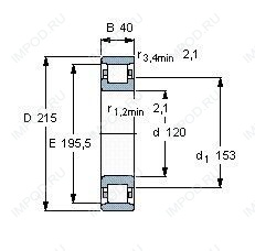 Подшипник N224 E.TVP2.C3 Подшипник N224 E.TVP2.C3