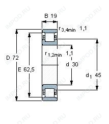 Подшипник N306 E.TVR2.C3