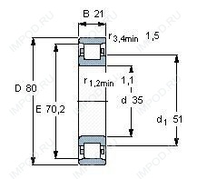 Подшипник N307 E.M1 Подшипник N307 E.M1