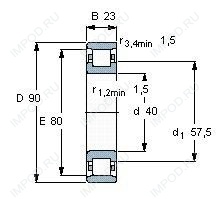 Подшипник N308 E.TVR2.C3 Подшипник N308 E.TVR2.C3