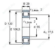 Подшипник N311 E.M1.C3