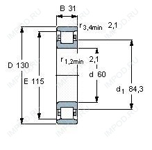 Подшипник N312 E.M1 Подшипник N312 E.M1