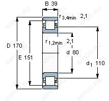 Подшипник N316 E.TVR2.C3 Подшипник N316 E.TVR2.C3