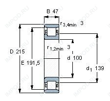 Подшипник N320 E.M1.C3 Подшипник N320 E.M1.C3