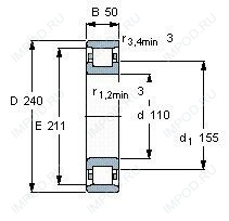 Подшипник N322 ECP.C3