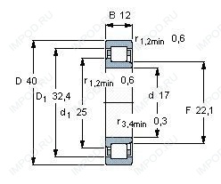 Подшипник NJ203 ECP.C3