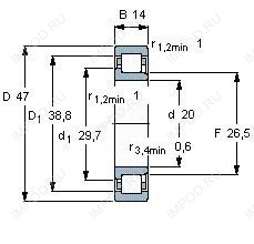 Подшипник NJ204 E.TVP2.C3