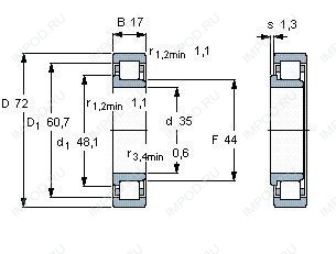 Подшипник NJ207 E.TVP2.C3 Подшипник NJ207 E.TVP2.C3