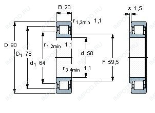 Подшипник NJ210 E.TVP3 Подшипник NJ210 E.TVP3