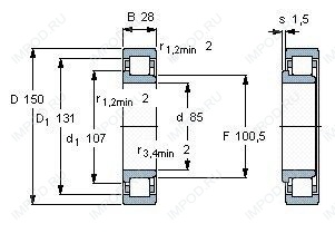 Подшипник NJ217 E.M6