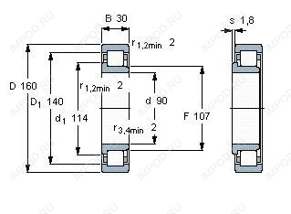 Подшипник NJ218 E.TVP2.C3