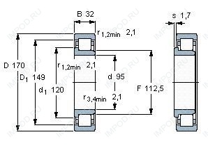 Подшипник NJ219 E.TVP3 Подшипник NJ219 E.TVP3