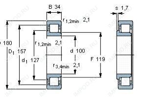 Подшипник NJ220 E.TVP2.C3