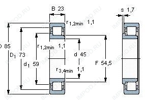 Подшипник NJ2209 E.TVP3.C3