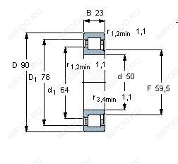 Подшипник NJ2210 E.TVP3.C3 Подшипник NJ2210 E.TVP3.C3