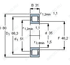 Подшипник NJ2307 E.TVP3