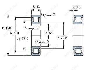 Подшипник NJ2311 E.TVP3