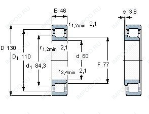 Подшипник NJ2312 E.TVP3