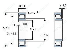 Подшипник NU205 E.TVP2.C3