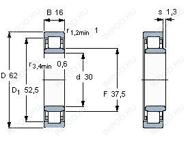 Подшипник NU206 E.M1.C3 Подшипник NU206 E.M1.C3