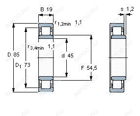 Подшипник NU209 ECJ.C3 Подшипник NU209 ECJ.C3