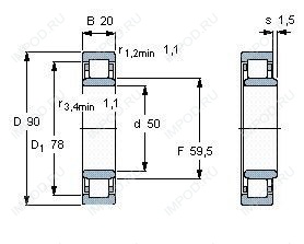 Подшипник NU210 E.M1 Подшипник NU210 E.M1