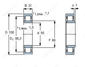 Подшипник NU211 E.M1.C3