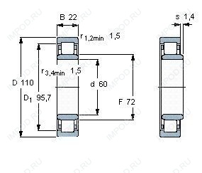 Подшипник NU212 E.M6.C3