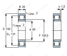 Подшипник NU217 E.M6