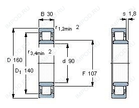 Подшипник NU218 E.TVP2.C3