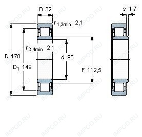 Подшипник NU219 E.M1.C3