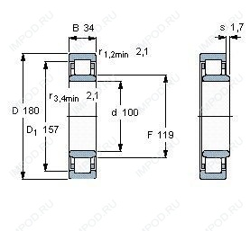 Подшипник NU220 E.TVP2.C3 Подшипник NU220 E.TVP2.C3