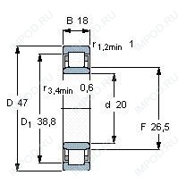 Подшипник NU2204 E.TVP2