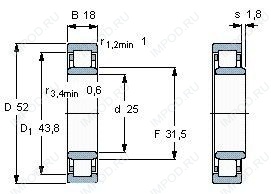 Подшипник NU2205 ECP.C3 Подшипник NU2205 ECP.C3