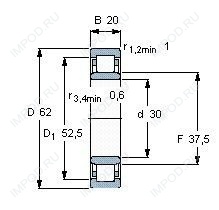 Подшипник NU2206 E.TVP3.C3