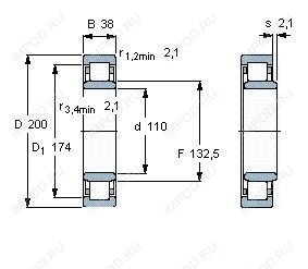 Подшипник NU222 ECM.C3