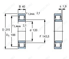Подшипник NU224 ECM.C3 Подшипник NU224 ECM.C3