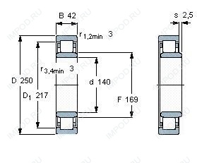 Подшипник NU228 E.M1.C3 Подшипник NU228 E.M1.C3