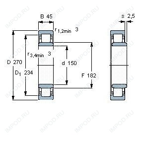 Подшипник NU230 ECML.C3 Подшипник NU230 ECML.C3