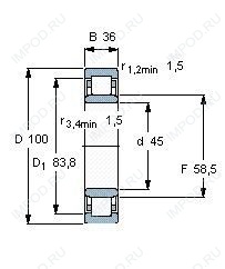 Подшипник NU2309 E.TVP3.C3
