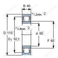 Подшипник NU2310 E.TVP2.C3 Подшипник NU2310 E.TVP2.C3