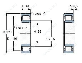 Подшипник NU2311 E.M6 Подшипник NU2311 E.M6