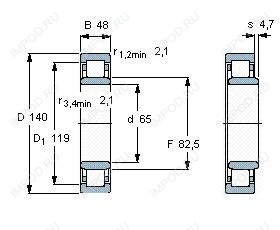 Подшипник NU2313 E.M1.C3 Подшипник NU2313 E.M1.C3