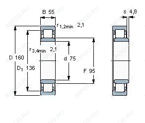 Подшипник NU2315 E.TVP2.C3 Подшипник NU2315 E.TVP2.C3